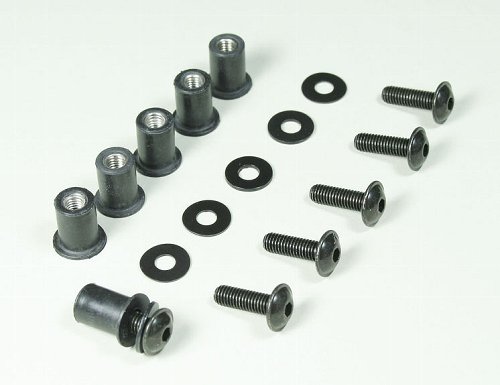 MRA Rubber nut kit M5 with screws and washers, 6 pieces