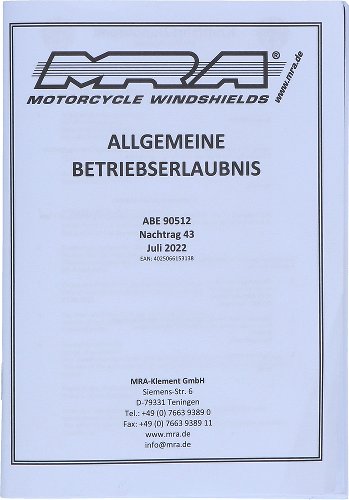 MRA Allgemeine Betriebserlaubnis ABE 90512 Nachtrag 43, Juli