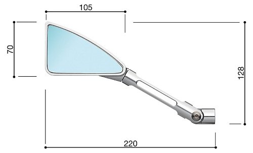 Rizoma Spiegel Tomok links, silber - universal verwendbar