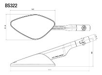 Rizoma Fairing mirror NAMIC SPORT without mount on the left,