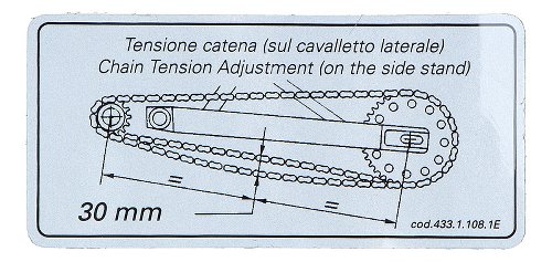 Ducati autocollant réglage chaîne - 750, 800, 900, 1000 SS