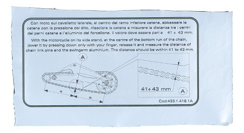 Ducati AUFKLEBER FÜR KETTENREGELUNG