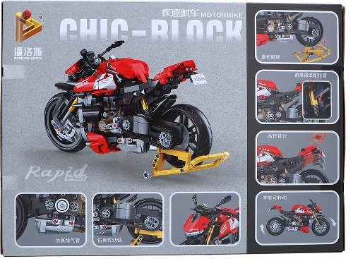 Modèle de bloc Panlos, moto en rouge
