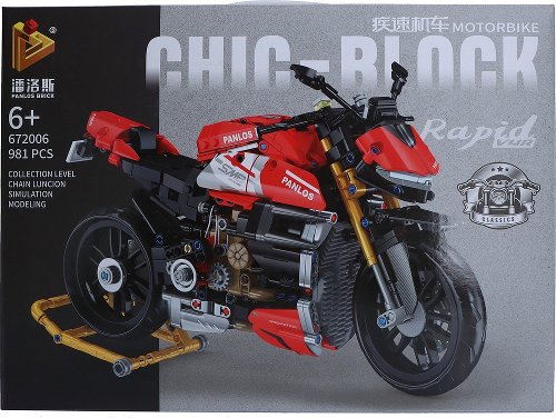 Modèle de bloc Panlos, moto en rouge