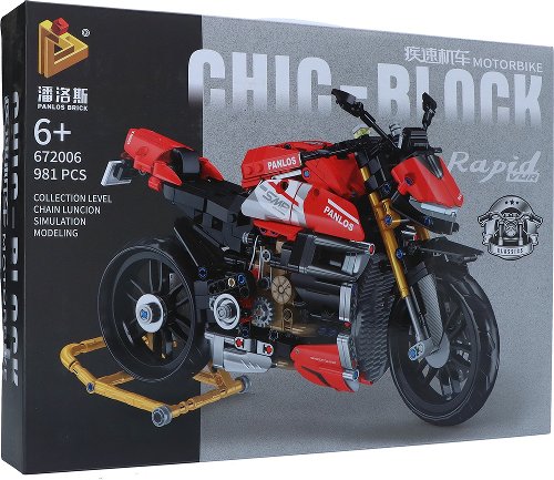 Modèle de bloc Panlos, moto en rouge