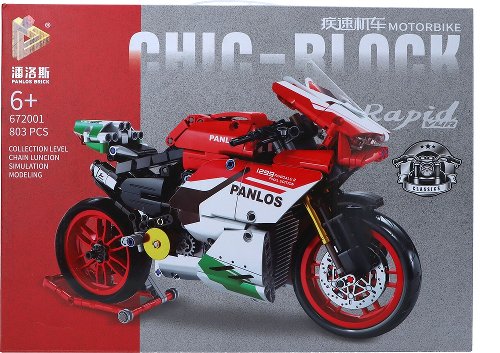 Bloque modelo Panlos, motocicleta en rojo/blanco