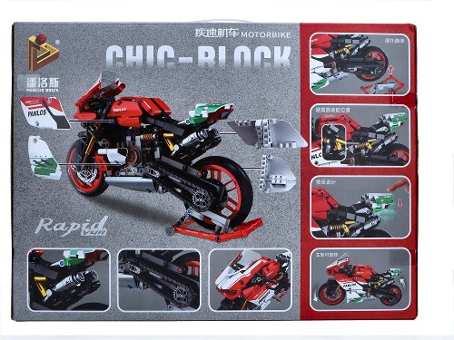 Bloque modelo Panlos, motocicleta en rojo/blanco