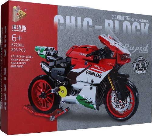 Bloque modelo Panlos, motocicleta en rojo/blanco