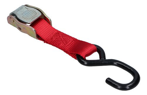 Locking tie downs 2 x 1,5m, red, with S-hooks (max. 1.500