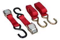 Locking tie downs 2 x 1,5m, red, with S-hooks (max. 1.500
