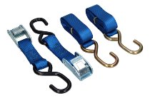 Locking tie downs 2 x 1,5m, blue, with S-hooks (max. 1.500