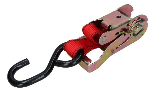 Ratchet tie downs 2 x 1.8m, red, with hooks up to 810kg