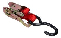 Ratchet tie downs 2 x 1.8m, red, with hooks up to 810kg