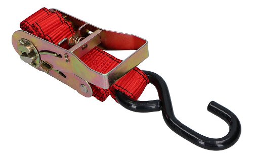 Ratchet tie downs 2 x 1.8m, red, with hooks up to 810kg