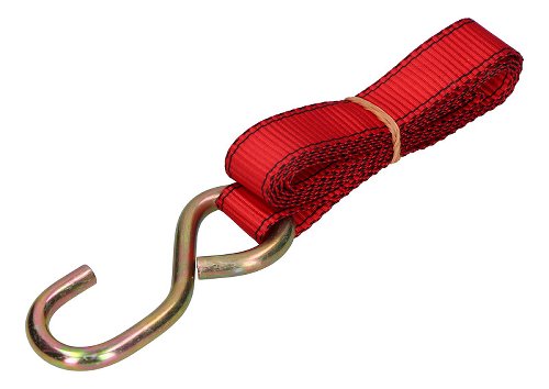 Ratchet tie downs 2 x 1.8m, red, with hooks up to 810kg