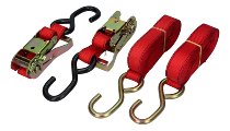 Ratchet tie downs 2 x 4,5m, red (max. 1.800 lbs)