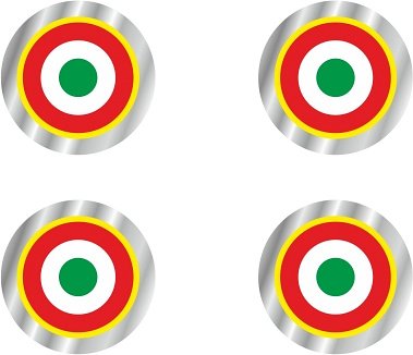 Sticker kokarde italian style, 12mm, 4 pieces