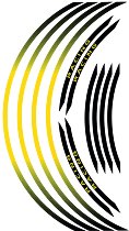 Sticker bead of rim racing, black, yellow