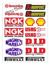 Sticker kit SBK Brembo, Akrapovic, NGK, DID..., 35x25cm