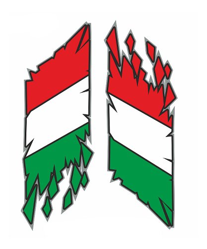 Aufklebersatz Italienflagge, gerissen, 10x12cm