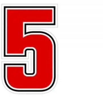 Aufkleber Startnummer -3- rot mit schwarzem Rand, H=6,3cm