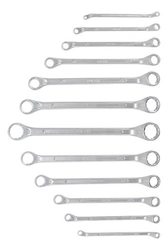 Double-ended ring spanner 6x7-27x32mm, 12 parts