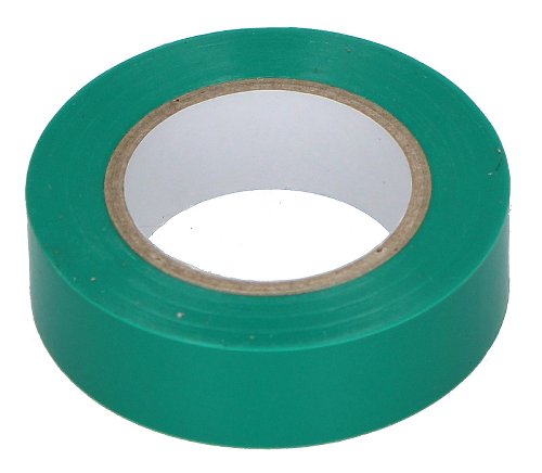 Insulating tape green, 15mm x 10m