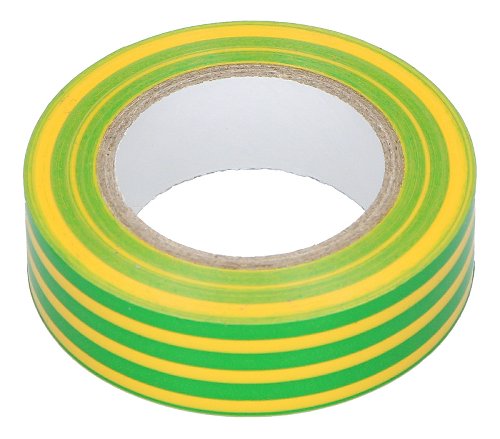 Insulating tape green-yellow, 15mm x 10m