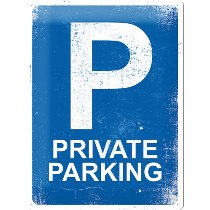 Tin plate sign `private parking`, 30x40cm NML