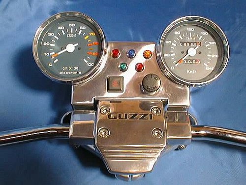 Moto Guzzi Instrument panel aluminium, complete with LEDs -