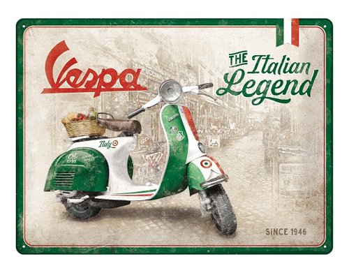 Vespa Tin plate sign ´italian legend´, 30x40 cm