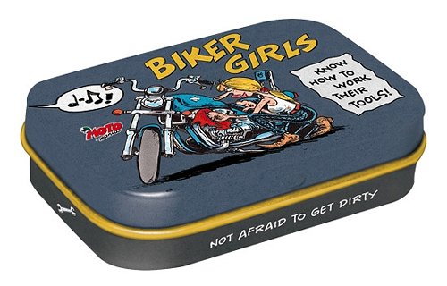 Motomania Pillbox `biker girls`, 4x6x2 cm