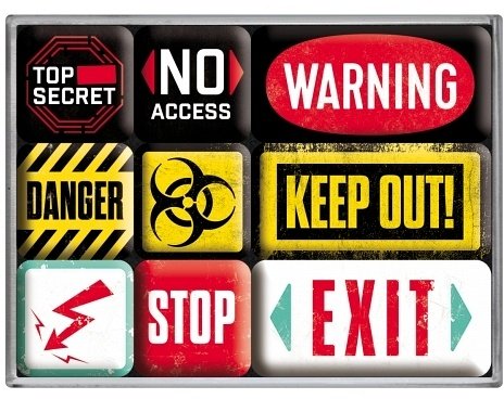 Vespa Magnet kit, WARNING, 7x9,30x2 cm