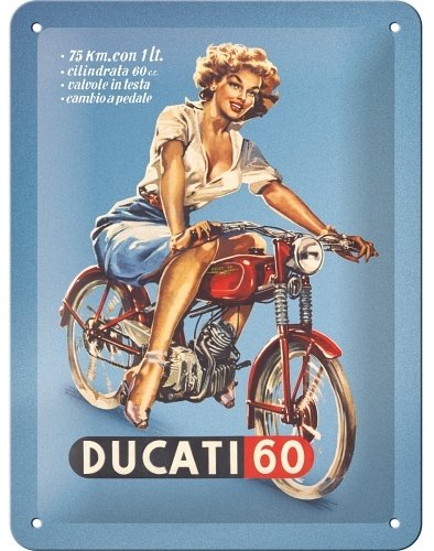 Ducati Blechschild Cilindrata 60 Pin Up 15 x 20 cm