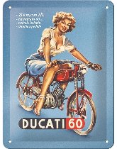 Letrero de estaño Ducati Cilindrata 60 Pin Up 15 x 20 cm