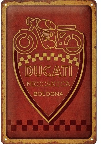 Insegna Ducati in latta Meccanica Bologna 20 x 30 cm