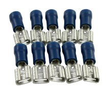 Flat pin plug 6,8mm female, blue 10 pieces