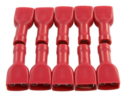 Flat pin plug in 6,8mm female, red isolated 10 pieces