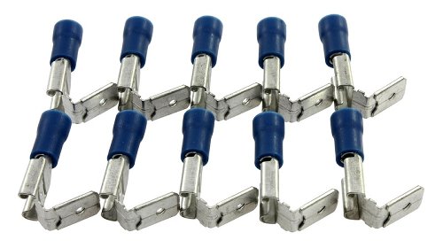 Flat pin plug 6,8mm female, blue branch 10 pieces