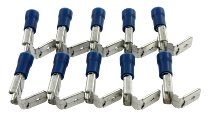 Flat pin plug 6,8mm female, blue branch 10 pieces