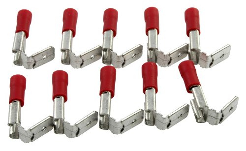 Flat pin plug 6,8mm female, red branch 10 pieces