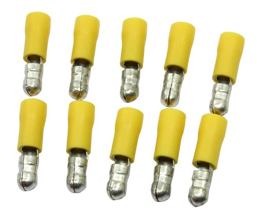 Round pin plug 5mm male, yellow 10 pieces