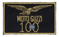 Moto Guzzi parche ´100 años´, negro, rectangular, 11,5cm x