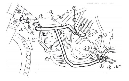 Hepco & Becker Motorschutzbügel, Schwarz - Cagiva Gran