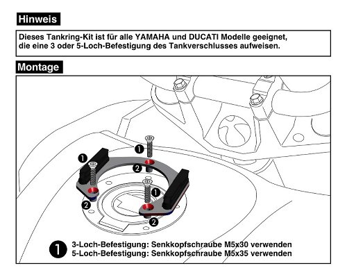 Hepco & Becker Tankring Lock-it 5 hole mounting for Ducati