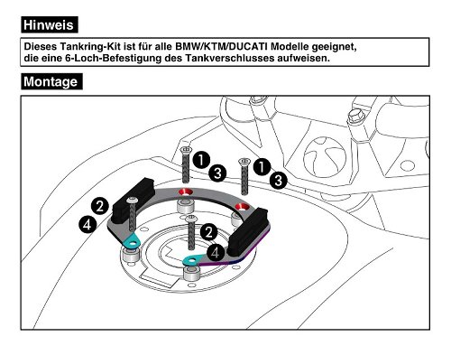 Hepco & Becker Tankring Lock-it 6 hole mounting for Aprilia