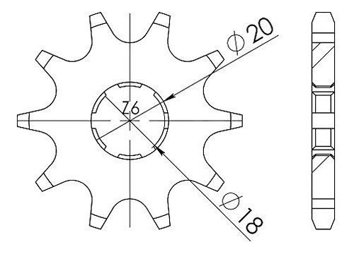 Supersprox Pinion 520 - 10Z - rough toothed 18,0/20,0