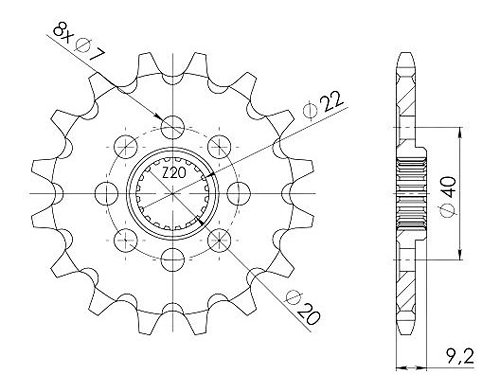 Supersprox Pinion 520 - 13Z - fine toothed 20,0/22,0