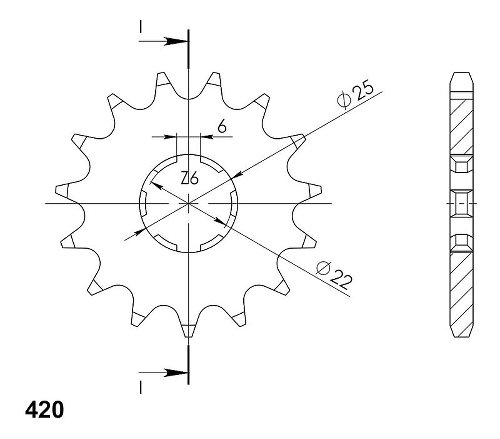 Supersprox Ritzel 420 - 13Z - grobverzahnt 22,0/25,0