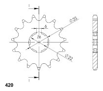 Supersprox piñón 420 - 13Z - de dientes gruesos 22,0/25,0